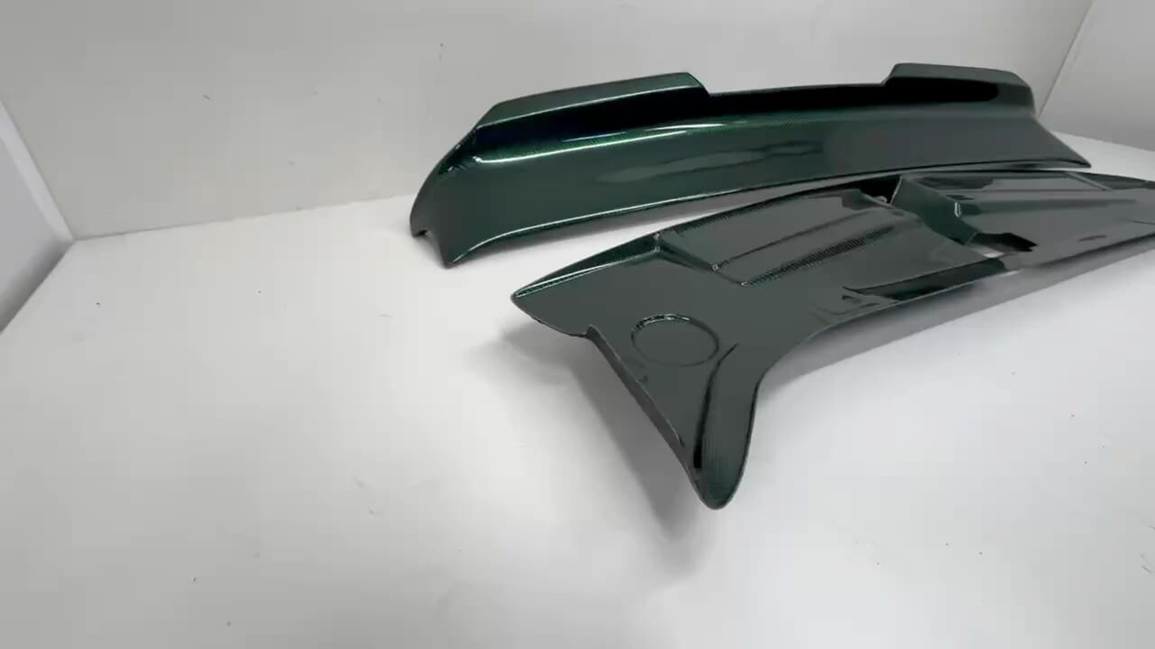 Dodge Challenger Spoiler And Radiator Cover (Green Twill Reflective Carbon Fiber)